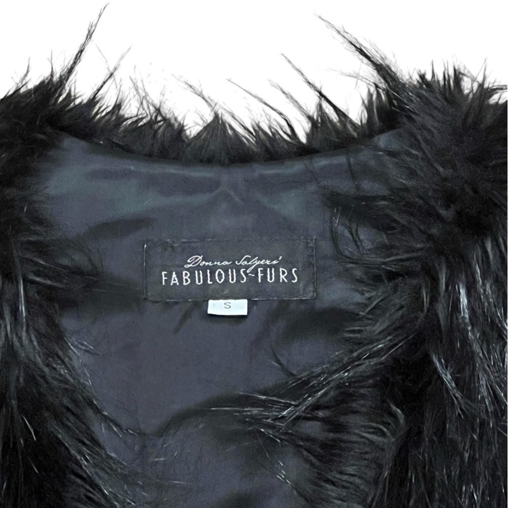Donna Salyers’ Fabulous-Furs black faux fur open front vest mobwife ski - Picture 4 of 6
